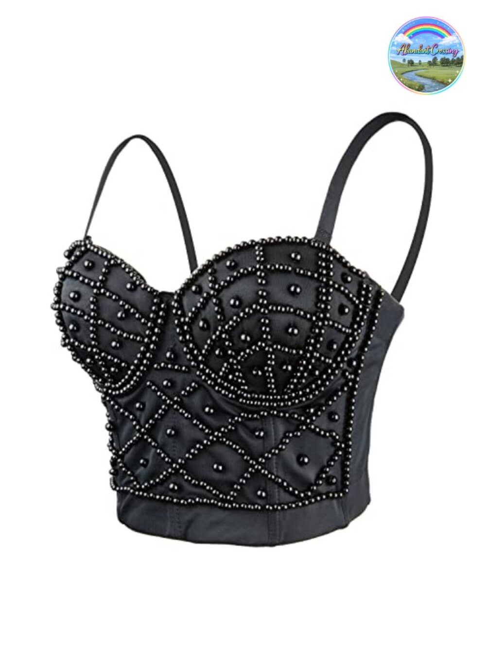 Pearl Beaded Bustier Corset Crop Top Club Party Cage Bra